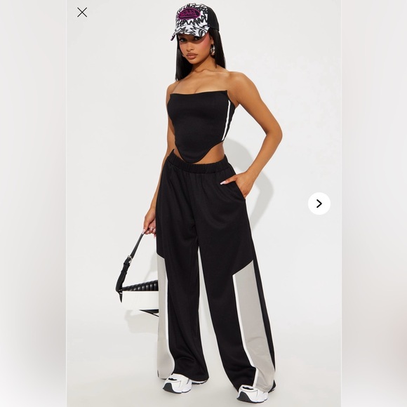 Fashion Nova Game changer wide leg Black and Gray Women's Track Pant set - Picture 1 of 2